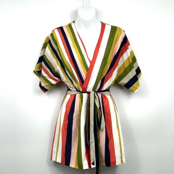 Hutch Pants - Hutch Elliot Romper 2X Multi Stripe Belted Kimono